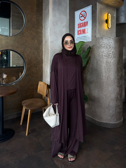 Modal 3'lü Uzun Kollu Abaya Takım