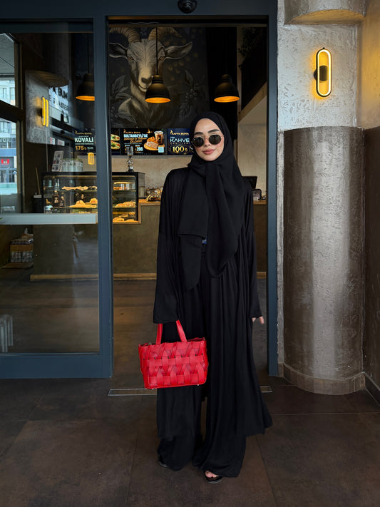 Modal 3'lü Uzun Kollu Abaya Takım