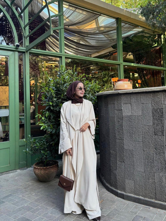 Krep 3'lü Abaya Takım